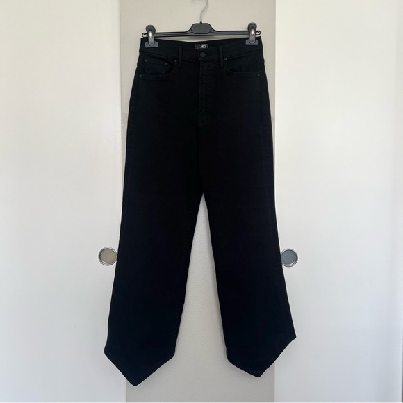 Mother The Dagger Flood Wide Leg Jeans - Bandana Hem - Black Wash - Size 29 - Picture 5 of 16